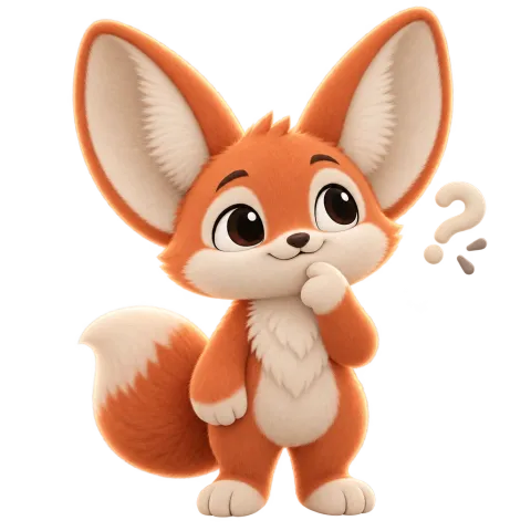 Earl the fennec fox thinking, paw on chin